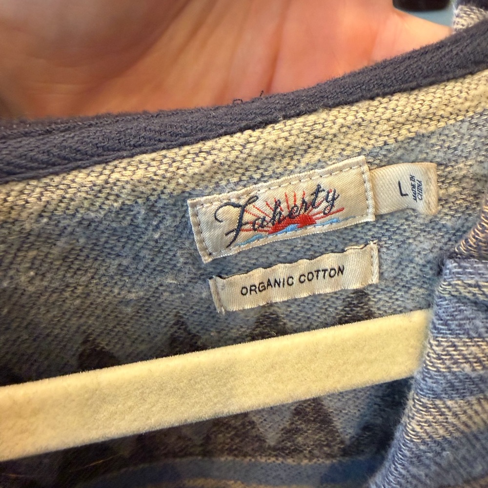 Faherty Baja Hoodie Organic Cotton Southwestern Stripe Pullover Size L - Picture 4 of 4
